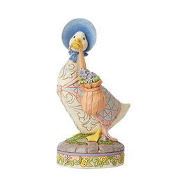 “..wearing a shawl and a poke bonnet.” (Jemima Puddle-Duck Figurine) by Jim Shore