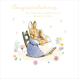 Peter Rabbit Baby Greetings Card - 7x7 inches