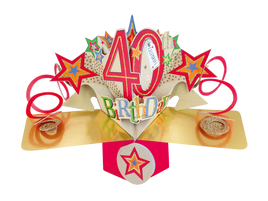 3D Pop Up Cards by Second Nature - 40th Birthday (Stars)