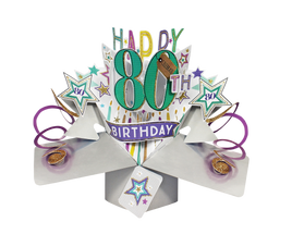 3D Pop Up Cards by Second Nature - 80th Birthday (Stars)