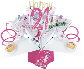 3D Pop Up Cards by Second Nature - 21st Birthday (Bubbly)