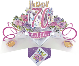 3D Pop Up Cards by Second Nature - 70th Birthday (Flowers)