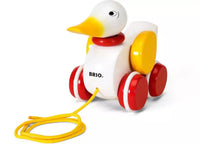 BRIO Pull-along Duck White - Wooden toy for toddlers 19 months up