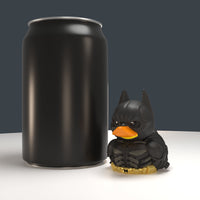 DC Comics The Dark Knight Batman TUBBZ (Mini Edition) displayed with a black can