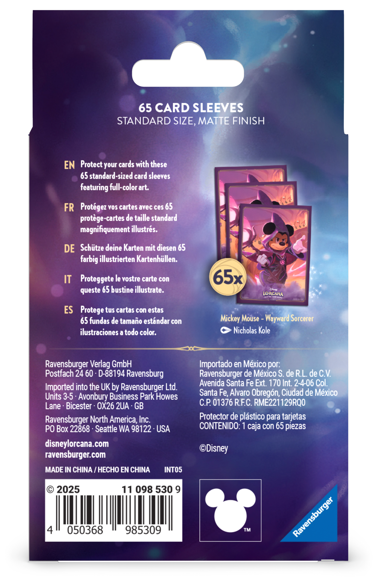 Disney Lorcana Trading Card Game - Card Sleeve Pack Mickey Mouse - Rei| Shop4Ducks Disney Lorcana Trading Card Game - Card Sleeve Pack Mickey Mouse - Rei| Shop4Ducks