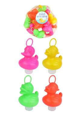 20 Weighted Coloured Rubber Ducks with Hooks