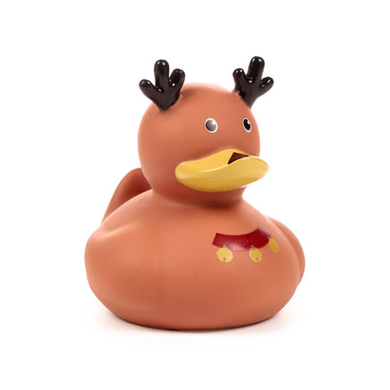 Brown Christmas reindeer rubber duck bath toy