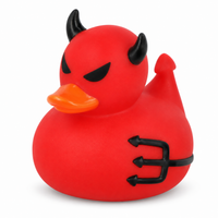 Mini halloween devil rubber duck on a white background
