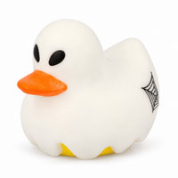 Mini halloween ghost rubber duck on a white background