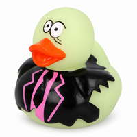 Mini halloween green vampire rubber duck on a white background