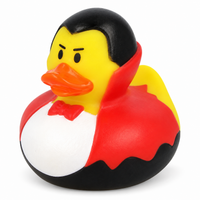 Mini halloween red vampire rubber duck on a white background