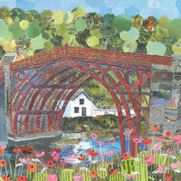 Ironbridge in Red Greetings Card Designed by Lyn Evans