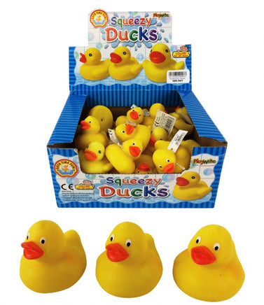 Squeezy 5cm Bathtime Ducks - Set of 24 - Boxed - Party Bag Fillers - Novelty Rubber Ducks