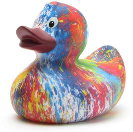 Rainbow Rubber Ducky with Purple Beak
