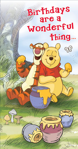 Winnie The Pooh Birthday Greetings Card - 9x5 inches
