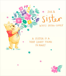 Winnie The Pooh Birthday Greetings Card - 7x6 inches Sister