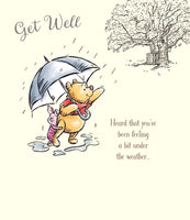 Winnie The Pooh Get Well Greetings Card - 7x6 inches