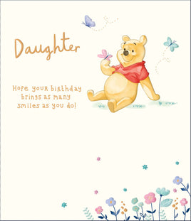 Winnie The Pooh Birthday Greetings Card - 7x6 inches Daughter