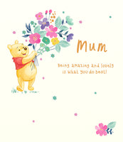 Winnie The Pooh Birthday Greetings Card - 7x6 inches Mum