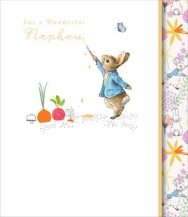 Peter Rabbit Birthday Greetings Card - 7x6 inches Nephew