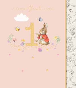 Peter Rabbit Birthday Greetings Card - 7x6 inches 1st Girl