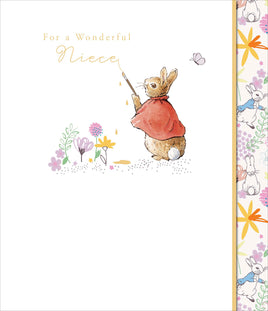 Peter Rabbit Birthday Greetings Card - 7x6 inches Niece