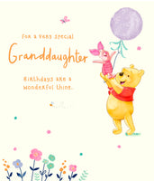 Winnie The Pooh Birthday Greetings Card - 7x6 inches Granddaughter