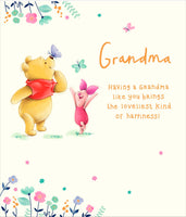 Winnie The Pooh Birthday Greetings Card - 7x6 inches Grandma
