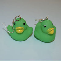Colourful Mini Rubber Duck Earrings - Green