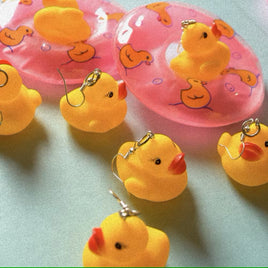 Colourful Mini Rubber Duck Earrings - Yellow