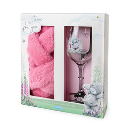 Slippers and Wine Glass Set