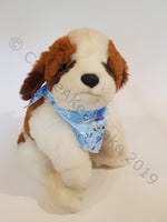 Blue Pet Bandana With Bunny And Ribbons Pattern - Personalised