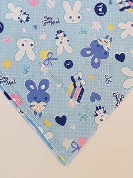 Blue Pet Bandana With Bunny And Ribbons Pattern - Personalised