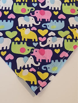 Blue Pet Bandana With Elephant Pattern - Personalised