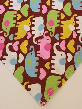 Brown Pet Bandana With Elephant Pattern - Personalised