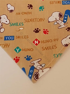 Brown Pet Bandana With Snoopy-Like Pattern - Personalised