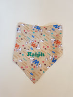 Brown Pet Bandana With Snoopy-Like Pattern - Personalised