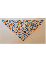 Cream Pet Bandana With Blue Alphabet Letters Pattern - Personalised
