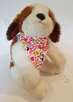 Cream Pet Bandana With Pink Alphabet Letters Pattern - Personalised