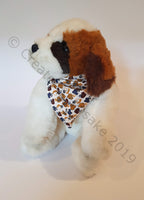 Cream Pet Bandana With Blue Vowel Letters Pattern - Personalised