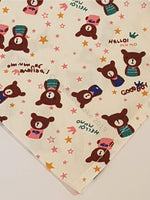 Cream Pet Bandana With Teddy And Stars Pattern - Personalised