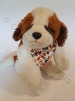 Cream Pet Bandana With Big Stars And Baby Teddy Pattern - Personalised