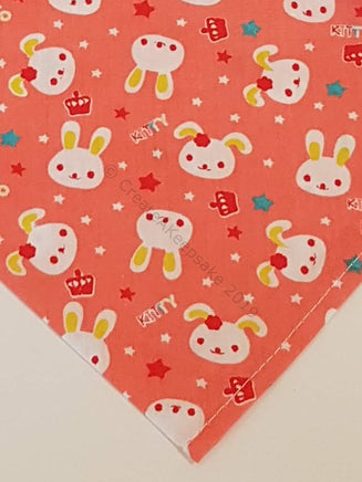 Pink Pet Bandana With Bunny Wearing Bow Pattern - Personalised