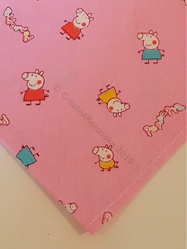 Pink Pet Bandana With Peppa Pig-Like Pattern - Personalised