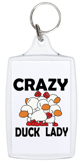 Crazy Duck Lady - Keyring - Duck Themed Merchandise from Shop4Ducks