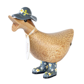 DCUK Natural Welly Ducky with Hat - Blue Flowers