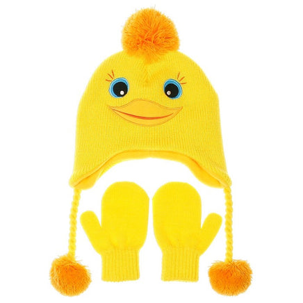 Nuzzles Hat & Mittens Duck Small