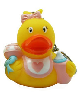 Baby girl rubber duck - keyring