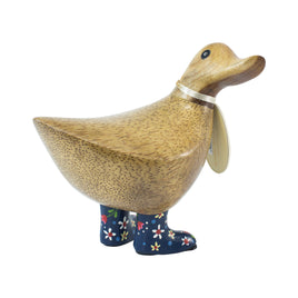 DCUK Natural Welly Ducky - Blue Flowers