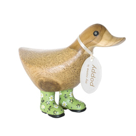 DCUK Natural Welly Ducky - Green Flowers